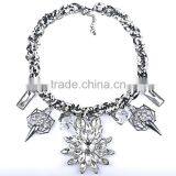 Women Fashion Crystal Gem Stone Flowers Pendant Chain Necklace thumbnail-6