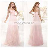Sexy Bridesmaid Long Sleeve Beaded Prom Women Pink Nighty Dress thumbnail-1