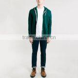 Men's Plain Teal 100% Polyester Zip up Pocket Hoodies thumbnail-4