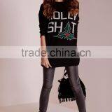 Custom Made Women Cashmere Jumper With Round Neck Longline Oversized Long Sleeve Pullover Sweater For Ladies thumbnail-5