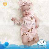 SR-242G 2017 new natural fiber new born baby clothes cute baby romper with headband