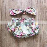 Blue Floral Printed Baby Underwear Ruffle Diaper Cover Infant Baby Bloomers thumbnail-4