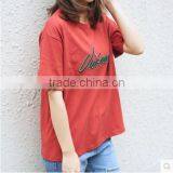 The New Embroidery Letters Loose Short Sleeve T-shirt Female Personality thumbnail-2
