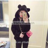 2016 Fashion Lovely Womens Korean Winter Warm Plush Rabbit Ears Hooded Thick Elastic Waist Jacket Ladies Fur Coats thumbnail-3