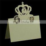 Paper Wedding Party Name Place Cards Crown Hollow Pale Yellow thumbnail-1