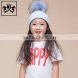 Fashion Design Knit Winter With Big Real Raccoon Fur Ball Crochet Baby Beanie Hat thumbnail-2