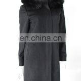 Ladies' Pure Cashmere Long Coat With Fox Fur thumbnail-1