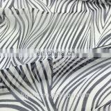 Printed 100% Silk Georgette With White Background and Elegant Bold Black Lines