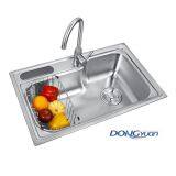 Guangdong Dongyuan Kitchenware 780×490×215mm POSCO SUS304 Stainless Steel Single Bowl Topmount Drawn Kitchen Sink (DY-516)