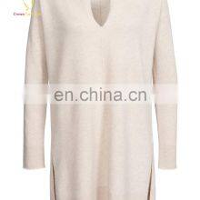 Opening Long Cashmere V Neck Knitwear Womens Sweater thumbnail-4