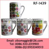 Straight Customized Ceramic Mug with Floral Print for Promotional Coffee Drinking Mug