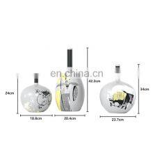 Modern Unique Desigh Decal Painting Living Room Decoration Porcelain White Ceramic Flower Vase For Table Decor thumbnail-2