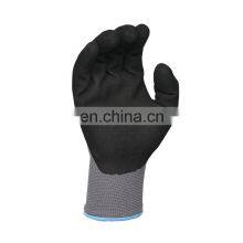 13g Nylon Polyester Liner Coated Dipping Black Sandy Nitrile Mechanic Machine Work Gloves thumbnail-3