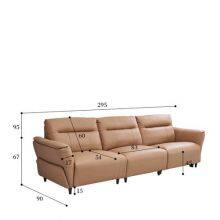 New Modern Minimalist Straight Three-Seat Leather Sofa Living Room High Foot Electric Function Sofa thumbnail-4