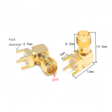 SMA KWE RF Adapter Female/male Jack Connector Right Angle Solder Type Antenna CONNECTOR PCB Mount 14.5MM
