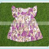 Latest Style Frozen Elsa Print Girls Summer Dresses Flutter Sleeve Dress for Baby Girl Childrens Boutique Clothing Dress thumbnail-3
