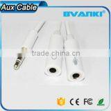 2016 Online Shopping Custom Aux Cable Wholesale for Iphone 3.5mm Y Splitter Audio Cable 1 Male to 2 Female Audio Cable Supplier's Choice thumbnail-2