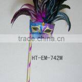 2014 newest feather venice carnival mask party mask with stick