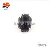 Black Vintage Bulk Popular Rhinestone Resin Alloy Ring