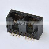 Unshield RJ45 1*2port PCB Modular Jack/Connector