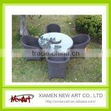 S/5 Black Stackable Rattan Outdoor Wicker Patio Furniture Quality Choice thumbnail-1