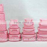 PP Food Grade Food Container Set BPA Free Pink Polka Dot Storage Container Lunch Box Round Square Rectangle thumbnail-4
