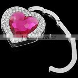 crystal heart folding handbag hook purse hanger