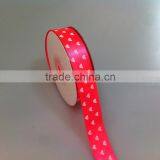 1inch white Polka Dot red satin ribbon