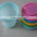 Travel Camping Folding Silicone Rubber Cup With Lid thumbnail-3