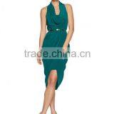 Lady's Silk Crepe de Chin Drape Evening Dress thumbnail-3