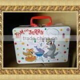 Lunch Tin Box With One Plastic Handle and Metal Lock and Key II