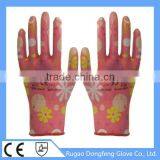 China Manufacutre CE Transparent Nitrile Coated Machine Knitted Seamless Garden Work Gloves For Sale thumbnail-3