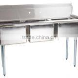 Freestanding Restaurant Kitchen 3 Three Compartment Commercial Stainless Steel Sink for Catering Services thumbnail-4
