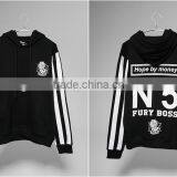 Custom Fashion Mens Black White Striped Hoodie thumbnail-3