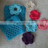 Girls Women Knit Crochet Leg Warmers With Beautiful Crochet Flower thumbnail-5