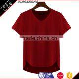 (Trade Assurance)wholesale 220g 95%cotton 5%spandex Short Sleeve v Neck Plain Dyed Women Fitness t Shirt thumbnail-1