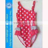 Domi Red Dot Print Cute One Piece Girls Sexy Swimming Wear/Slopeing Shoulder Child Sexy Swimsuit Open Hot Sexi Images For Girls thumbnail-1