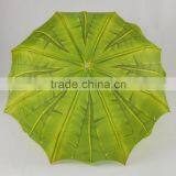 Creative Natural Palm Green Leaf Square Shaped Eco Umbrella thumbnail-2