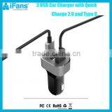 48W Car Charger QC 3.0 Quick Car Charger 3 USB Port Travel Charger 12V Car Battery Charger With USB C Port thumbnail-3