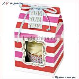 customized individual cardboard paper cupcake box with ribbon