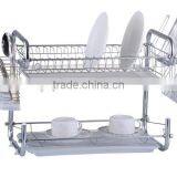 Hot Sale 2 Tier Chrome Dish Rack With Two Trays
