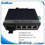 1x100M FX and 4x10/100MBase TX Port Industrial fiber optic switch, 5 port media converter i305A