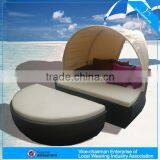 Лежак для отдыха из плетеного тростника для сада на открытом воздухе с навесом thumbnail-2