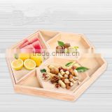 customized hexagon wood tray/wooden tray with compartments