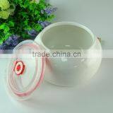 Cheap Stocked White Ceramic Jar , Sugar Pot With Decal in Stock thumbnail-4