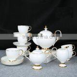 Ceramic Gold Plated 24pcs Tea Set Porcelain Tea Pot Set Fine Royal Porcelain Tea Set thumbnail-2