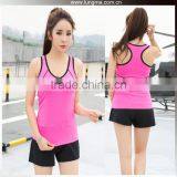 8515 Polyester Spandex High Quality Women Sports Wear Crop Top Womens Fitness Top thumbnail-1