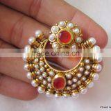 Pinl Dangler Gold Tone Dangler POLKI EARRINGS thumbnail-2