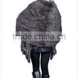 CX-B-14 Women Fashion Fur Strips Knitted Genuine Rabbit Fur Stoles And Shawls thumbnail-4