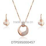Rose Gold CZ Studded Fashion Exclusive Round Pendantset thumbnail-1